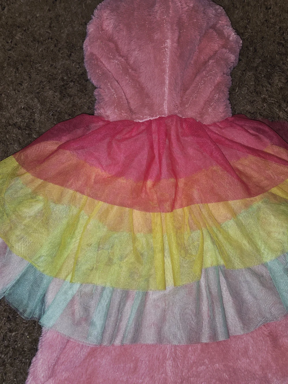 EUC Kids Plush Pink Flamingo/Parrot Halloween Costume Yellow Belly Hoodie 4T/5T